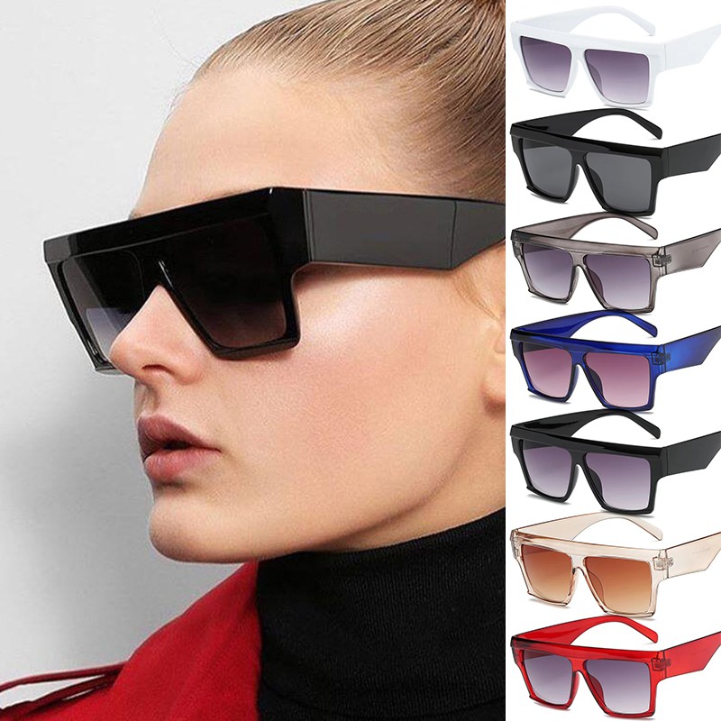 New flat top sunglasses oversize goggles Men Women square sun