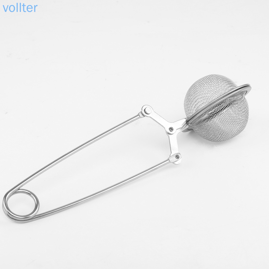 Stainless Strainer Steel Mesh Ball Tea Leaves Filter Squeeze Locking