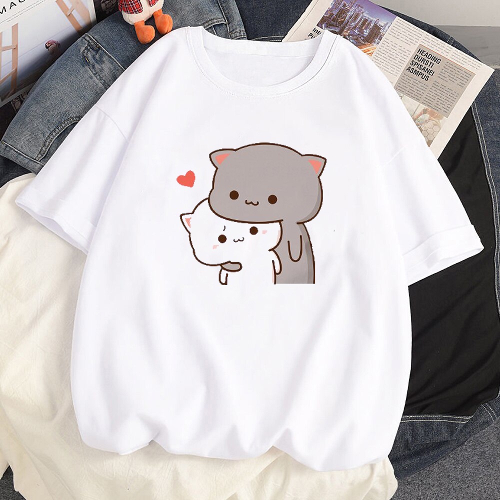 Cute Couple Soft Girl Aesthetic Korean Clothes Oversized White T-shirt ...