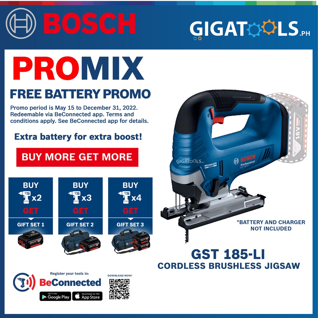 Bosch GST 185LI Cordless Brushless Jigsaw ( Bare Tool Only ) ( Battery and Charger not Included