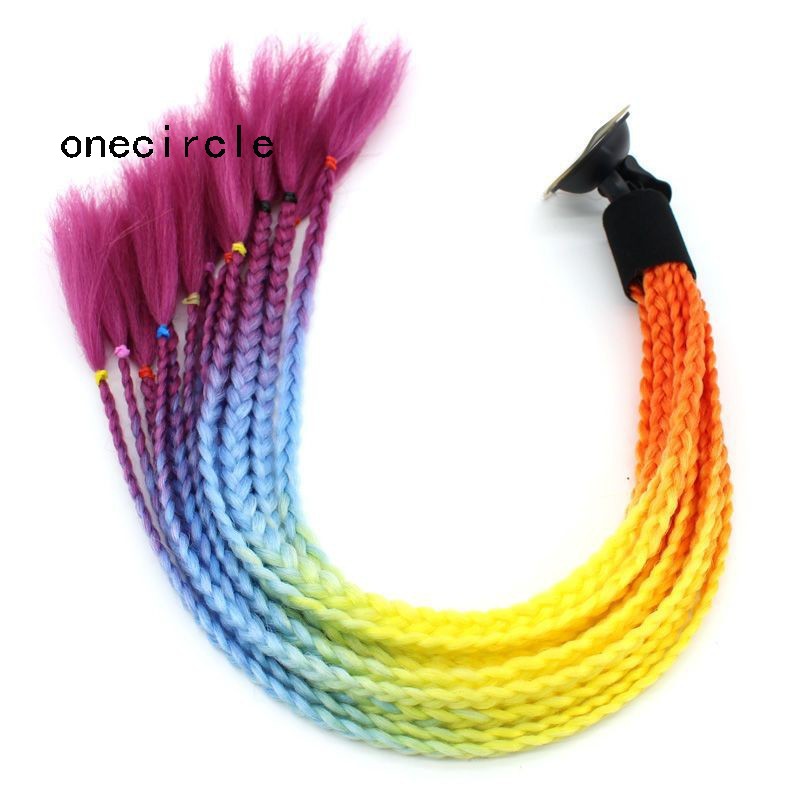 DIY Braid Decorate Gradient Ramp Motorcycle Helmet Braids 60cm Ponytail ...
