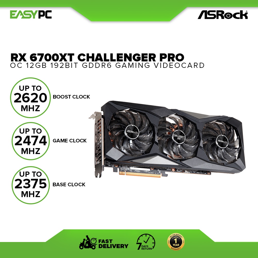 Asrock Rx 6700xt Challenger Pro OC 12gb 192bit GDdr6 Gaming Graphics ...