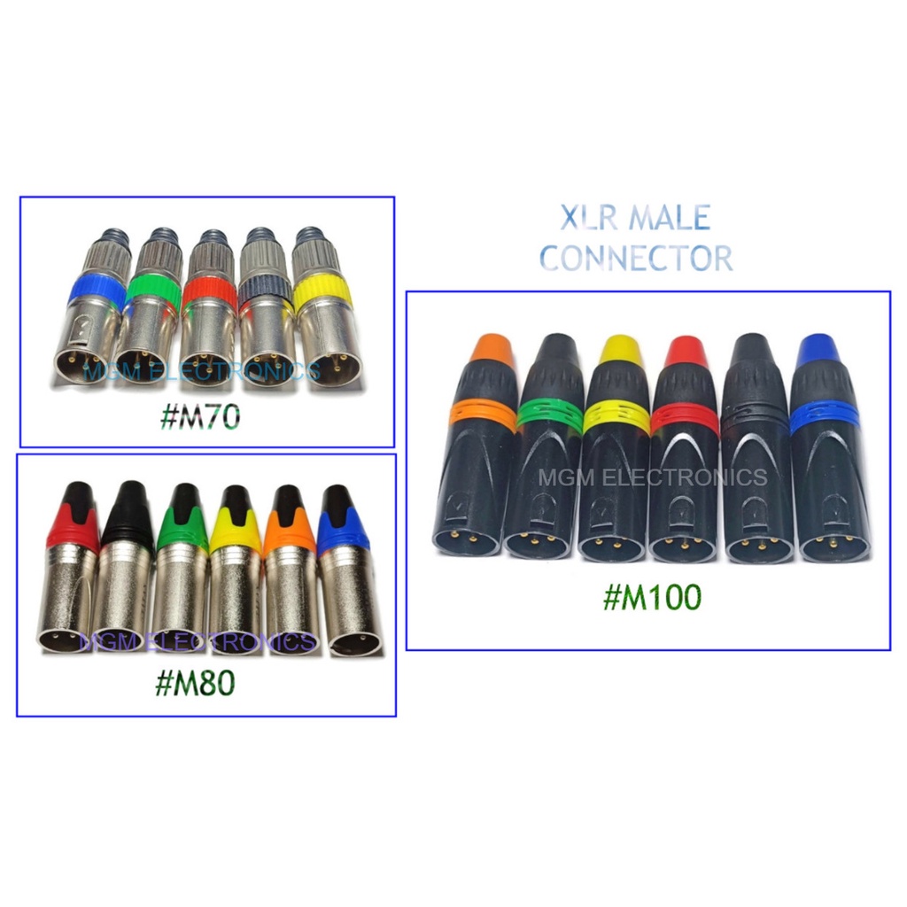 1pc. XLR PLUG, MALE 3 pin AUDIO connector BLACK/SILVER METAL COLORED ...