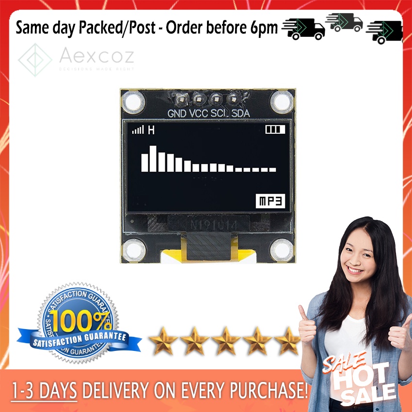 WHITE OLED ULTRA CLEAR 0.96 inch I2C Serial Display Module LCD 128X64 ...
