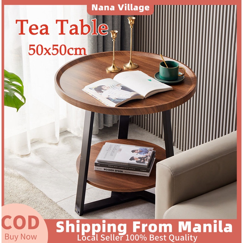 50cm Tea Table Coffee Table Round Shape Industrial Round End Table, 2 