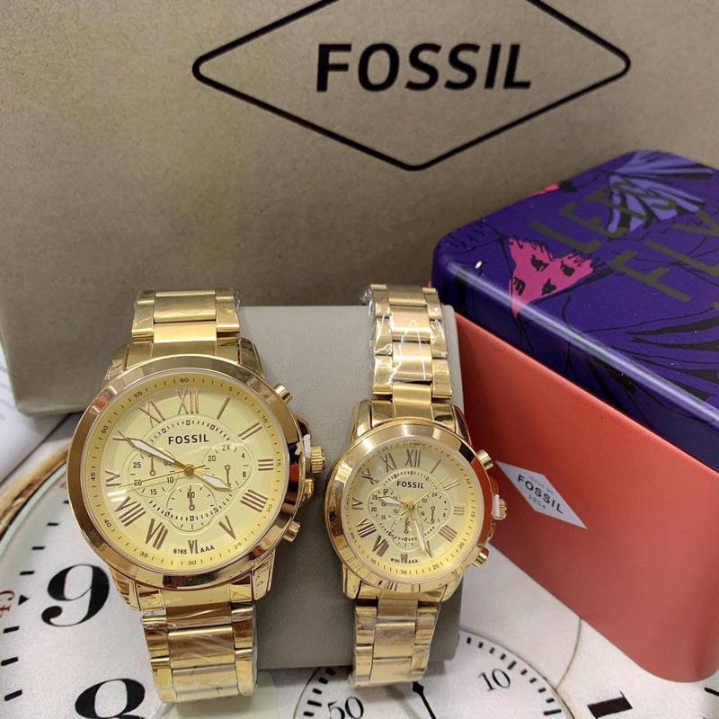 Fossil couple watch discount gold