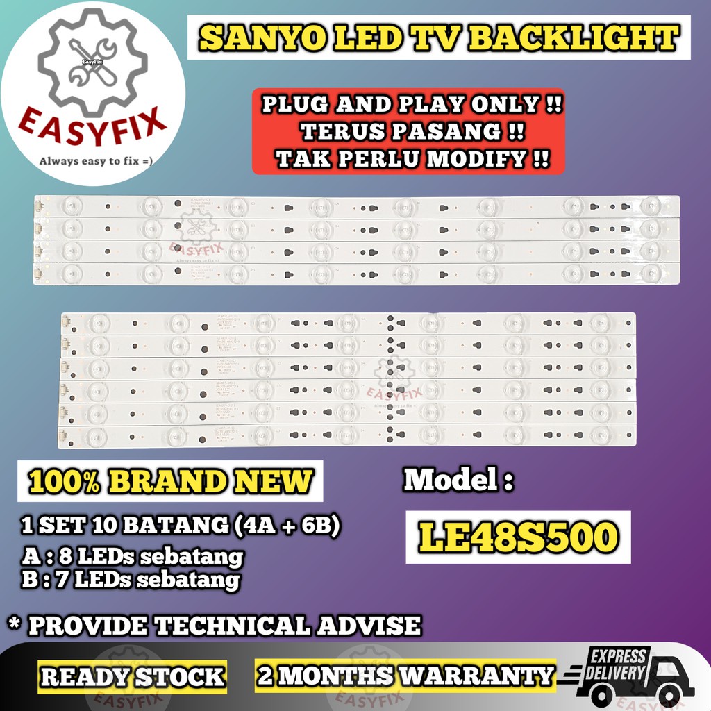 48 INCH LED LE48S500 ( LAMPU TV ) SANYO BACKLIGHT 48S500 pxc ...