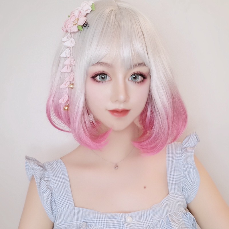 Silver pink outlet wig