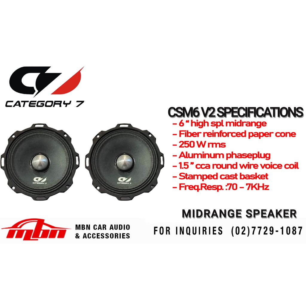 Category7 MIDRANGE RAW DRIVER SPEAKER, High spl midrange 6
