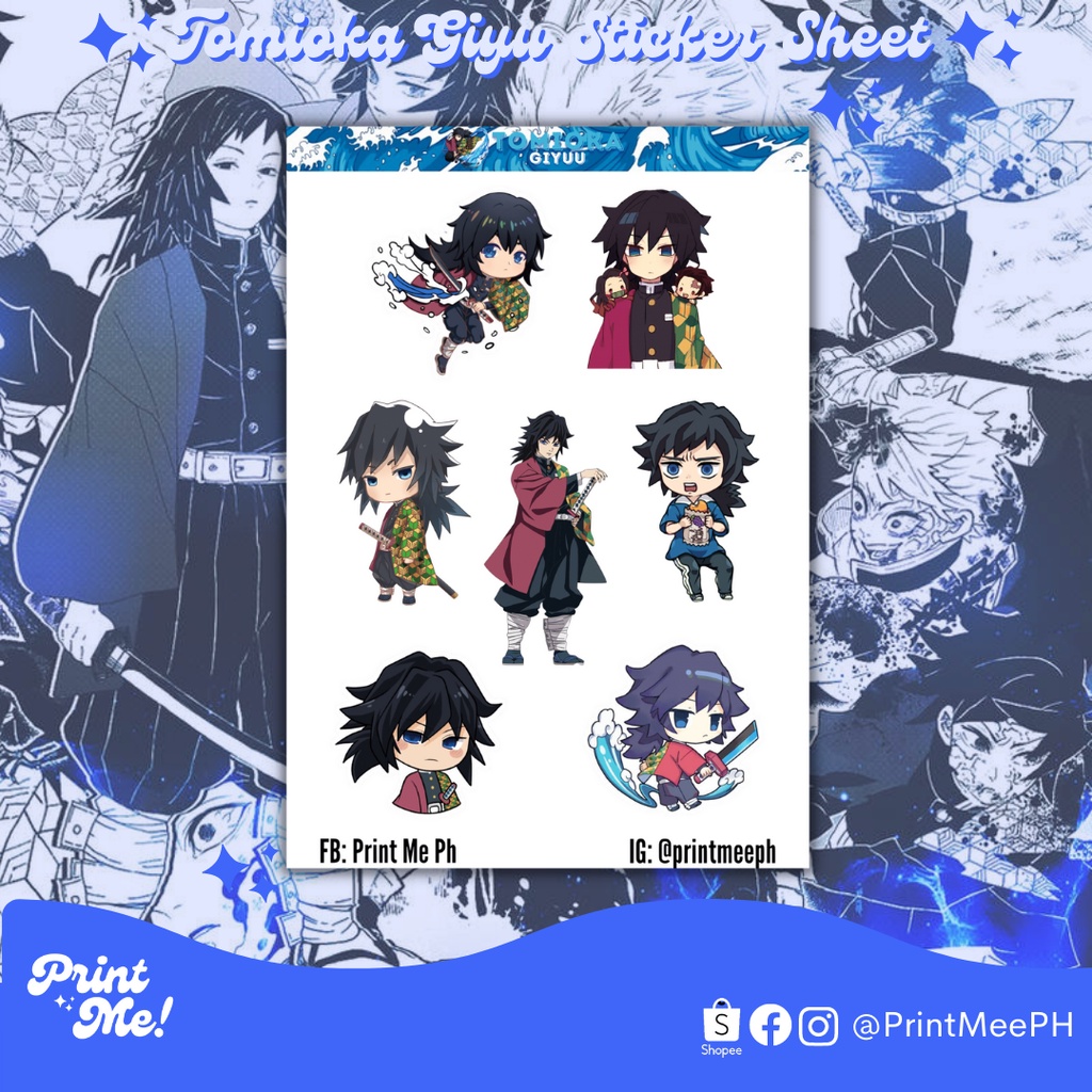 Tomioka Giyu Kimetsu No Yaiba Demon Slayer Sticker Sheets Shopee Philippines 8505