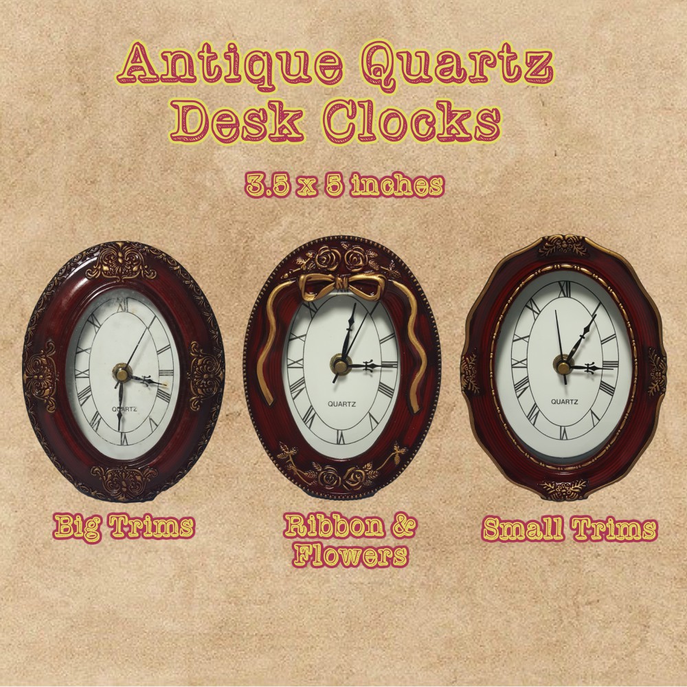 [Apex Imports] Antique Wooden Style Oval Clock 3R size (3.5 x 5 inches ...