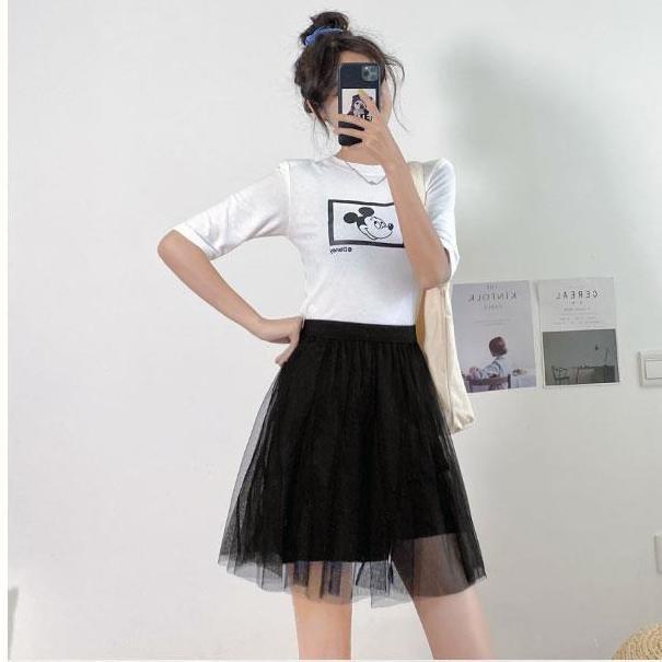 Mesh Skirt Pleated Skirt A line Skirt High Waist Skirt Large Swing Mesh Skirt