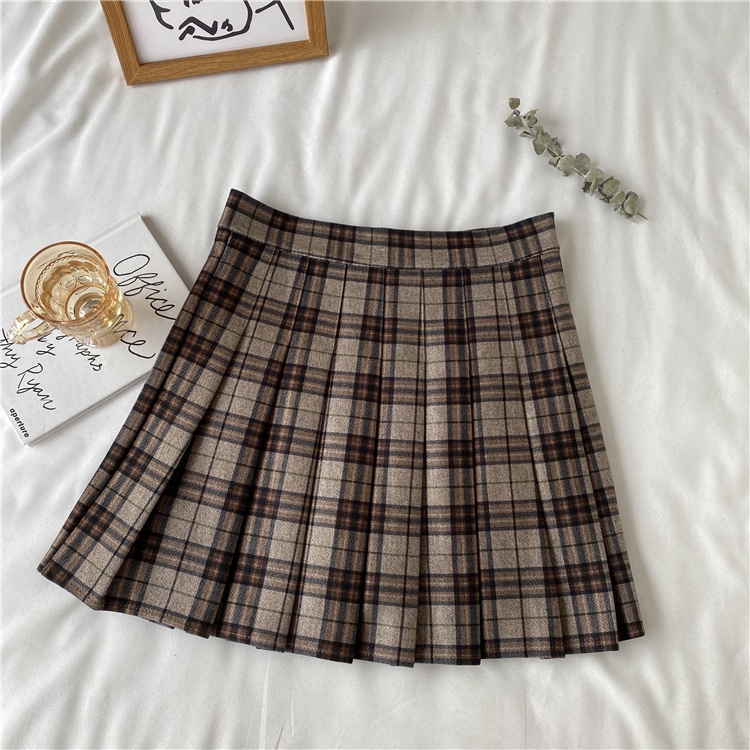 xiaozhainv Korean women's casual high-waist plaid skirt | Shopee ...