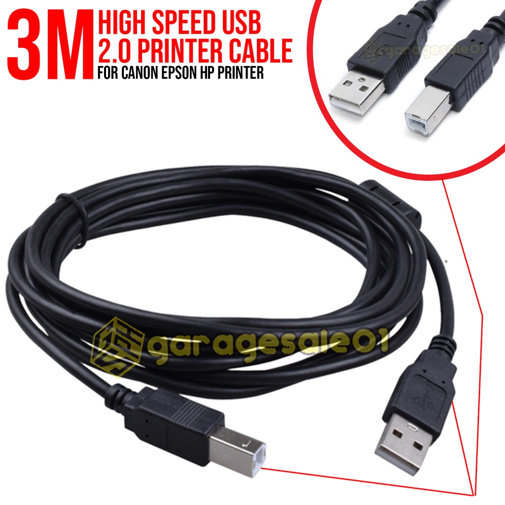 Câble pour imprimante GX HIGH 3M mètre USB 2.0 Extension haute vitesse pour  Canon, Hp, Epson