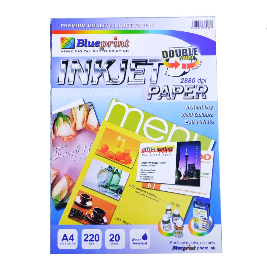 Blueprint Double Sided Inkjet Paper A4 220gsm 20 Sheets | Shopee ...