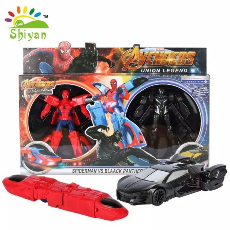 Spiderman vs. Black Panther Car Become Robots Shopee Philippines