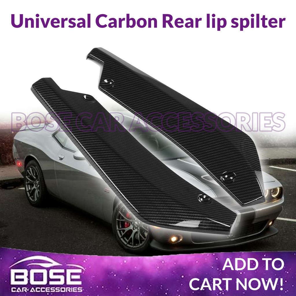 Universal 2pcs Carbon Fiber Car Rear Bumper Lip Splitter Diffuser Black ...