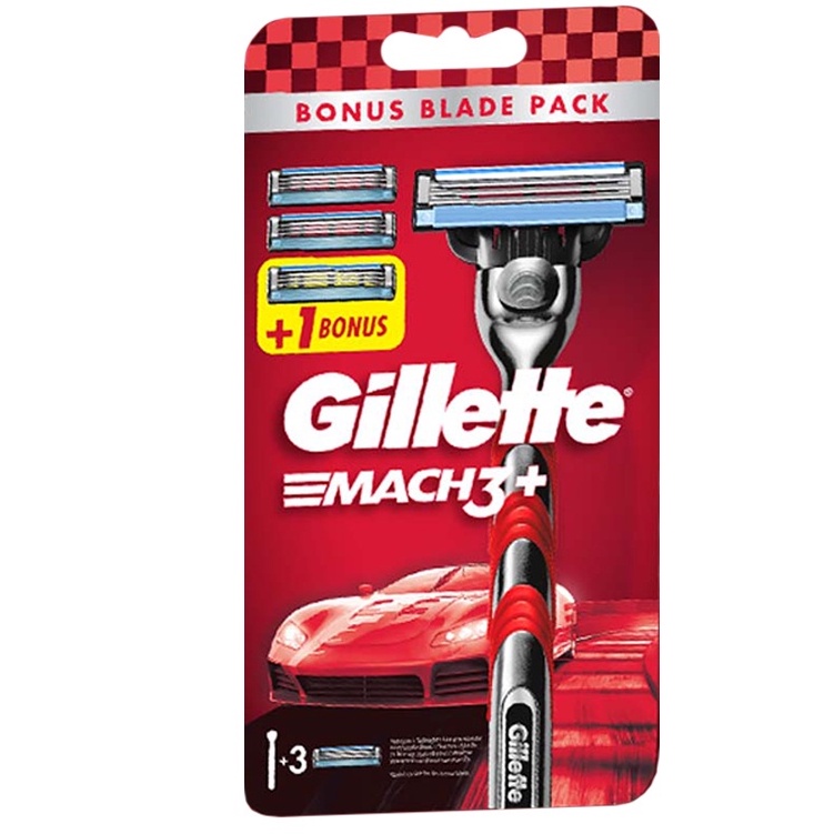 Gillette Mach 3+ Red Razor with 2 Free Refill Cartridge GDSFPH_S4 ...