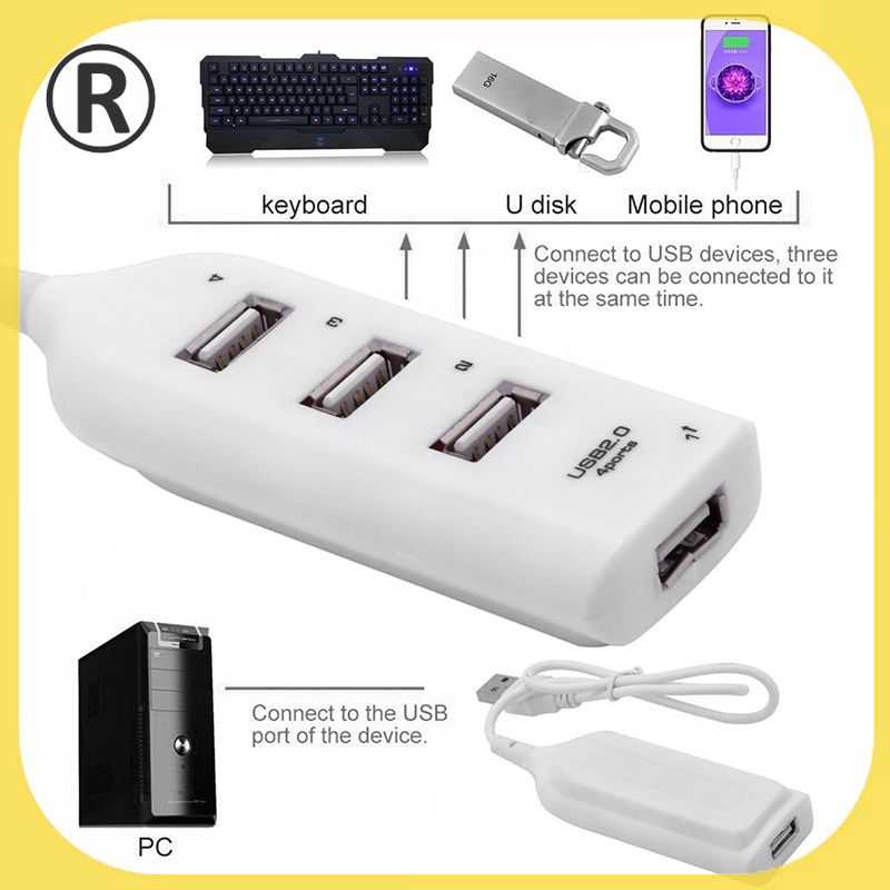 Ready USB 2.0 4 Port Multi Hub Splitter External Extension Adapters For ...