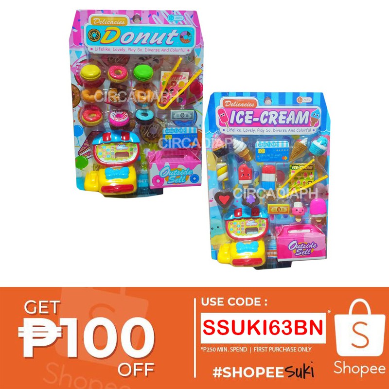 Mini Cash Register Toy Store (Mini Ice Cream / Mini Donut) Shopee
