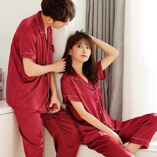 Pajama suit Satin Silk Pajamas Sets Couple Sleepwear Family Pijama