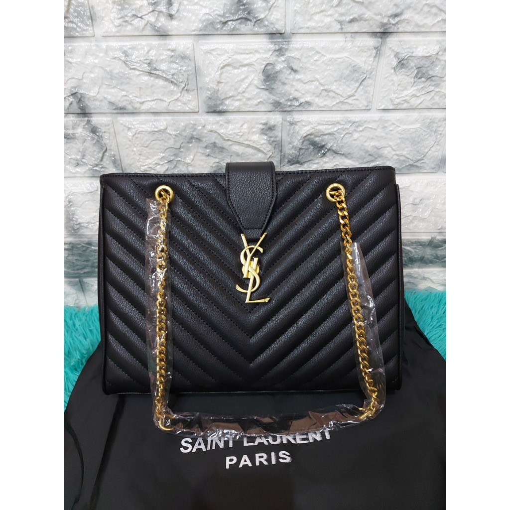 YSL Yves Saint Laurent chain shoulder bag tote Gold Hardware