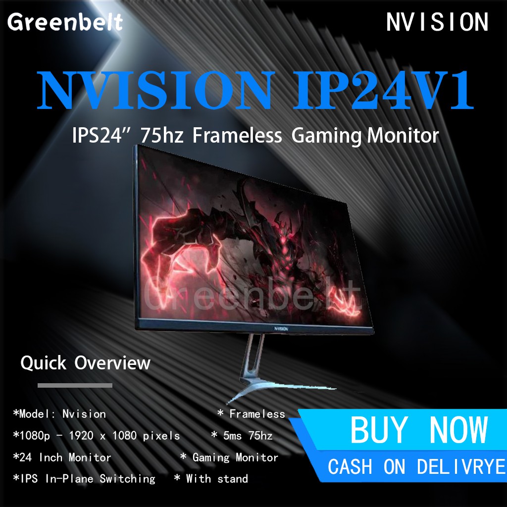 Nvision Ip24v1 1080p 24 Inch Ips Frameless 5ms 75hz Gaming Monitor