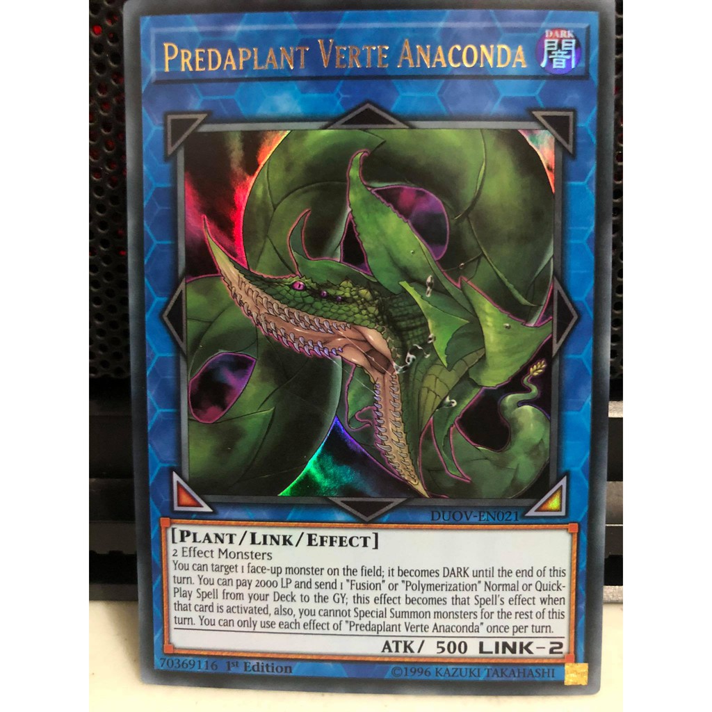 anaconda yugioh card Predaplant Verte - DUOV-EN021 - Ultra Rare Youll never find an anaconda in a swamp Anaconda Verte Yu-Gi-Oh! Japanese Predaplant