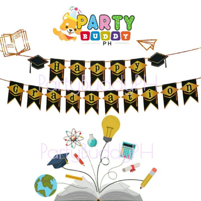 Happy Graduation Gold + Black Premium Banner | Shopee Philippines