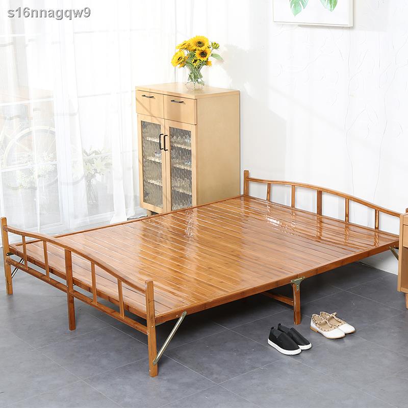 Folding single person simple bed lunch break bamboo bed 1.2