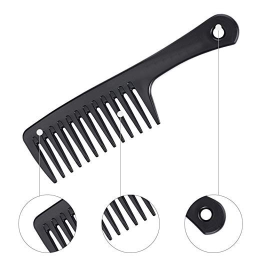 LARGE WIDE TOOTH COMB RESIN ANTI-STATIC HOLE HANDLE GRIP HAIRBRUSH ...