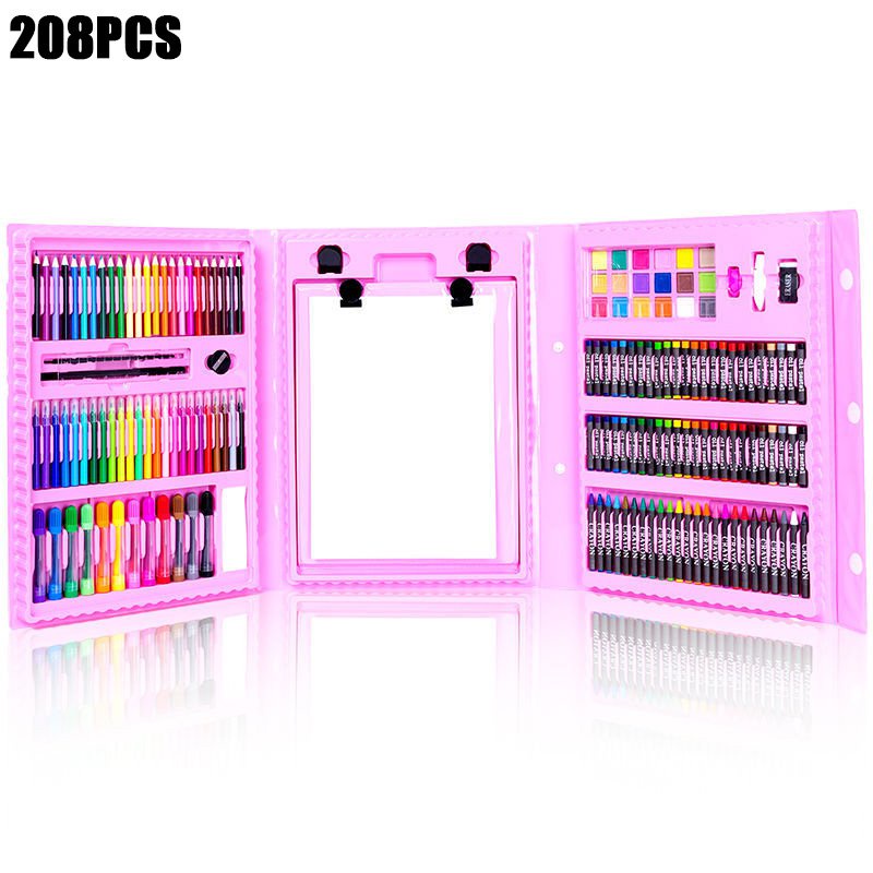 208 PCS Kids Super Mega ART Coloring Set Painting set Color Set Water Color  Pen Crayon Drawing set For Children Gifts Tools Kit Boys Girls Students