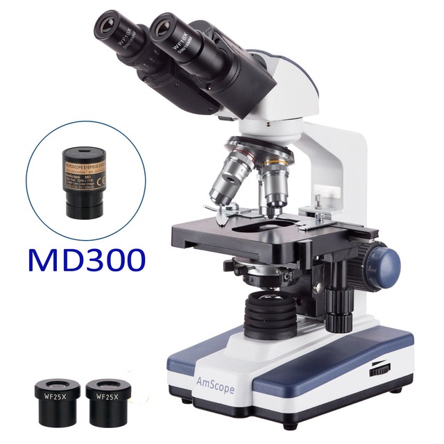 Amscope 40x2500x Led Lab Binocular Compound Microscope With 3dstage