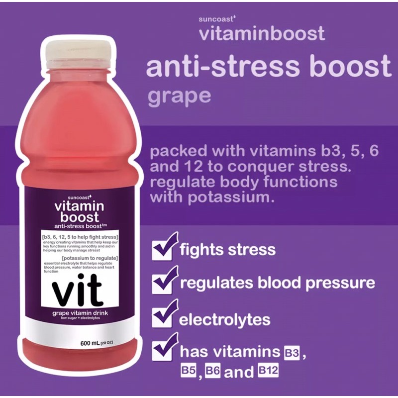 Anti-Stress Boost Grape Vitamin Drink 600ml | Shopee Philippines