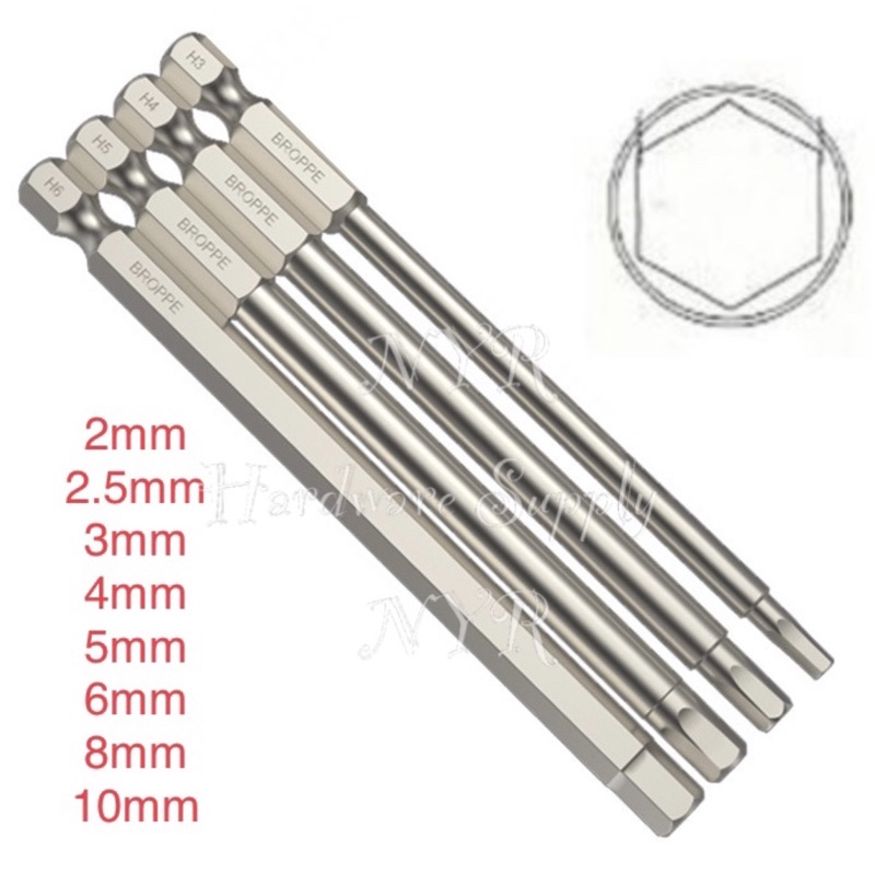 Allen Key Screw Bit 2mm 2.5mm 3mm 4mm 5mm 6mm 8mm 10mm Hex Screw Bit