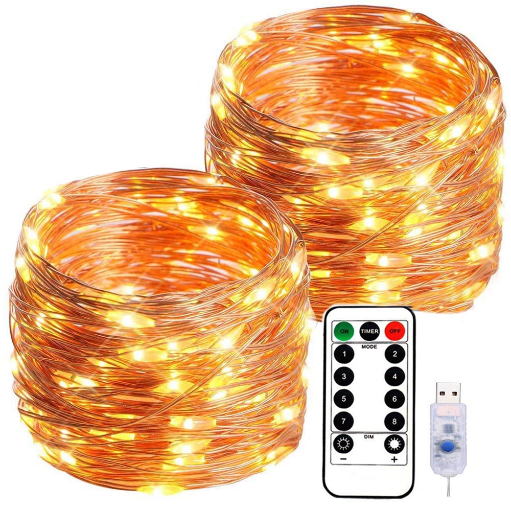 5/10/20M LED Remote Control Copper Wire Light String USB Power Supply