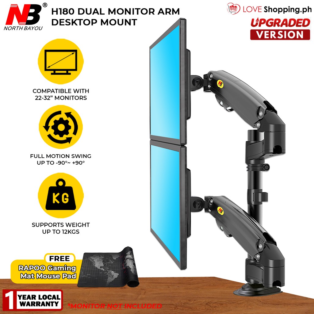 NORTH BAYOU NB H160 / H180 Dual Arm Monitor Holder Desktop Mount for ...