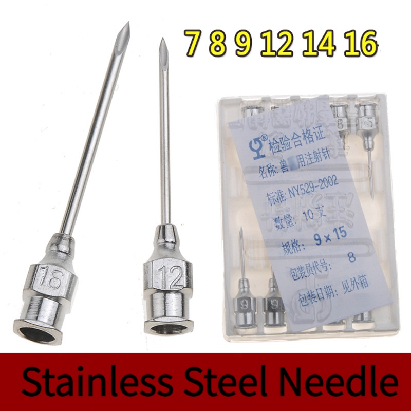 10Pcs High Quality Stainless Steel Needles 7/9/12/14/16 Gauge Metal