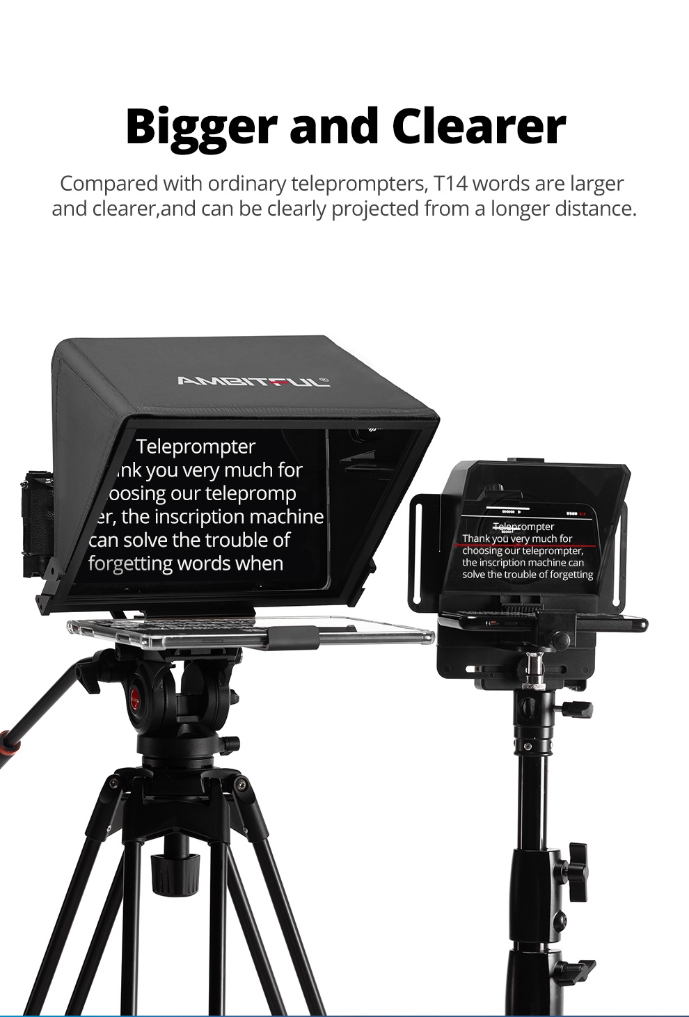 AMBITFUL T14 Big Screen Prompter Professional Interview Foldable Teleprompter for Smartphone