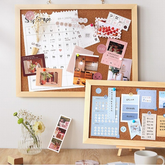 【COD Ready Stock】 Board With Frame Cork Board Message Board Household ...