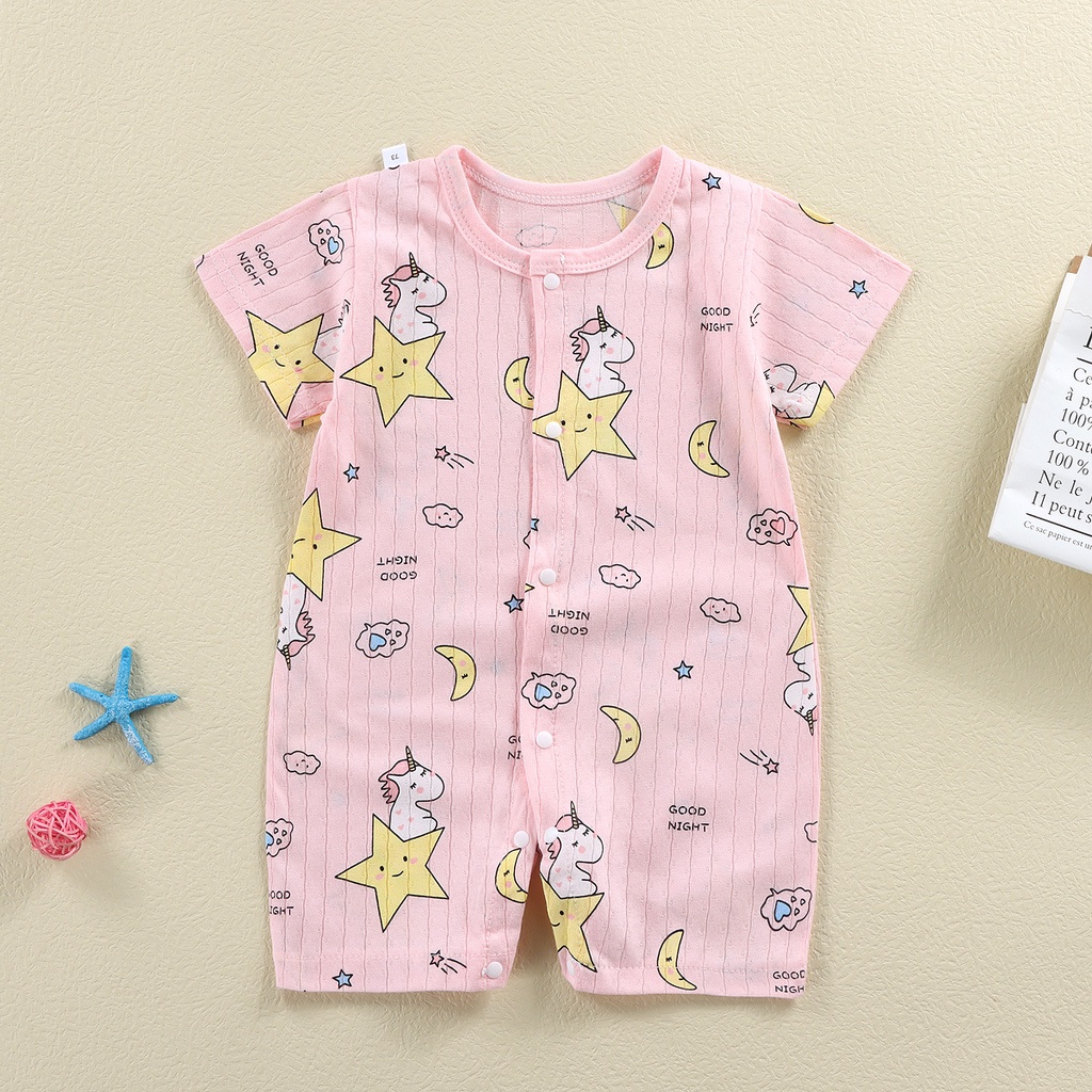 Cotton Newborn Baby Boy Cartoon Romper Baby Girl Full Print Jumpsuit