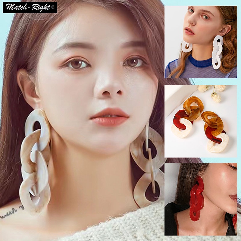 Fashion Statement Earrings Colorful Acrylic Hollow out Sweet Drop