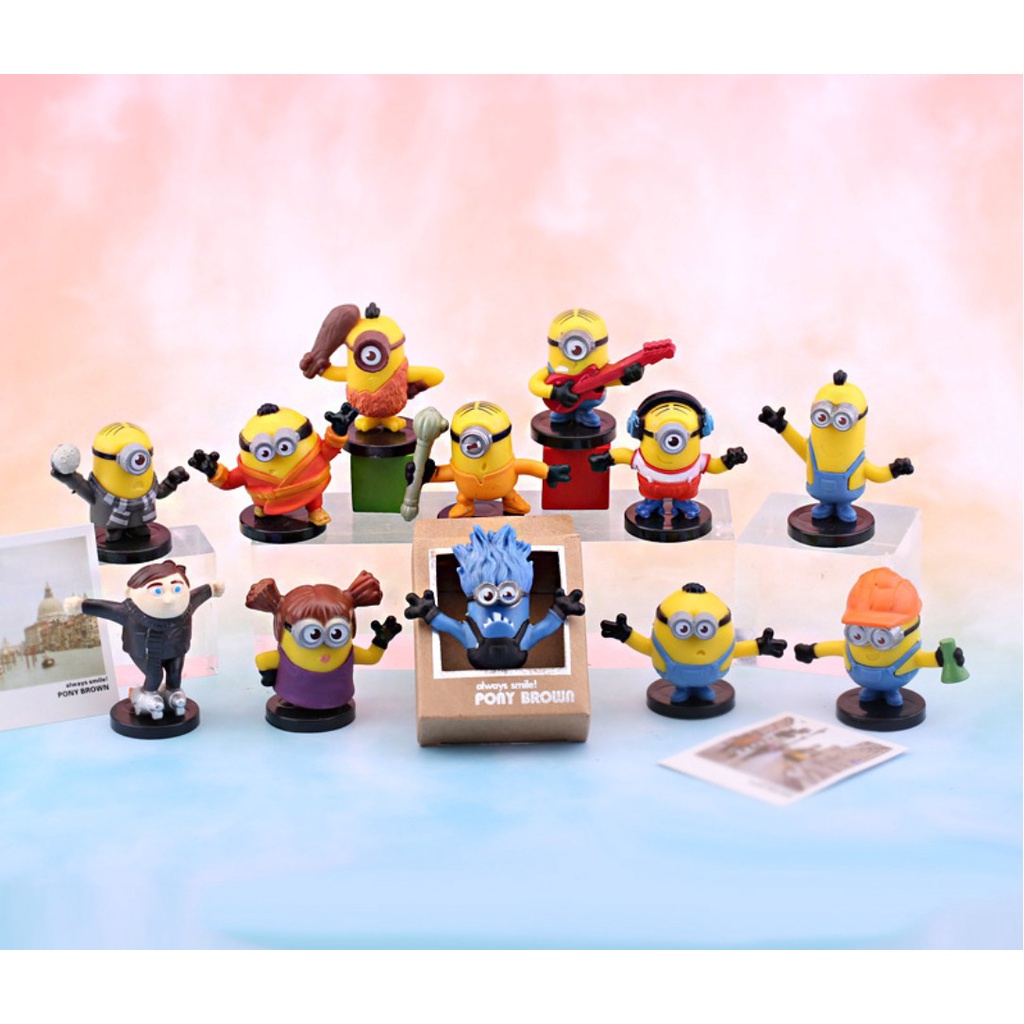 12pcs/set Despicable Me Minions Action Figures gift children's toys PVC ...