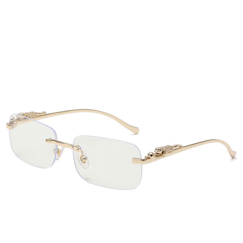 Retro Cheetah Decoration Clear Ocean Lens Eyewear Men's Sun Glasses