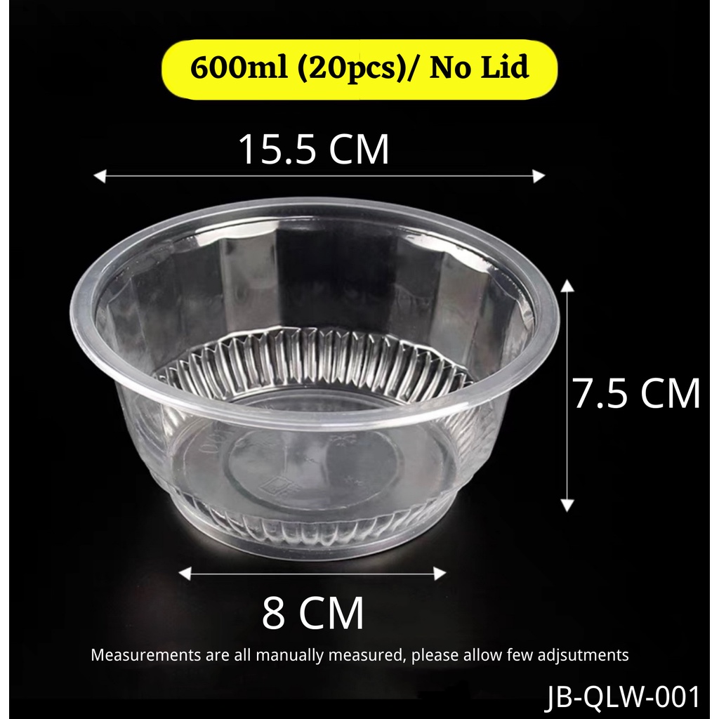 20 Pcs Disposable Plastic Round Bowl Environmental Food Container ...