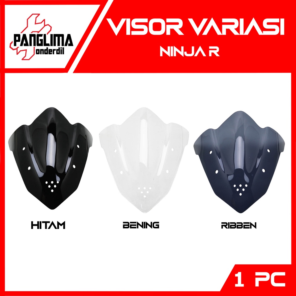 Ninja 150 R-150R Black-Clear-Ribbon-Ribben-Transparent Windshield-Wind ...