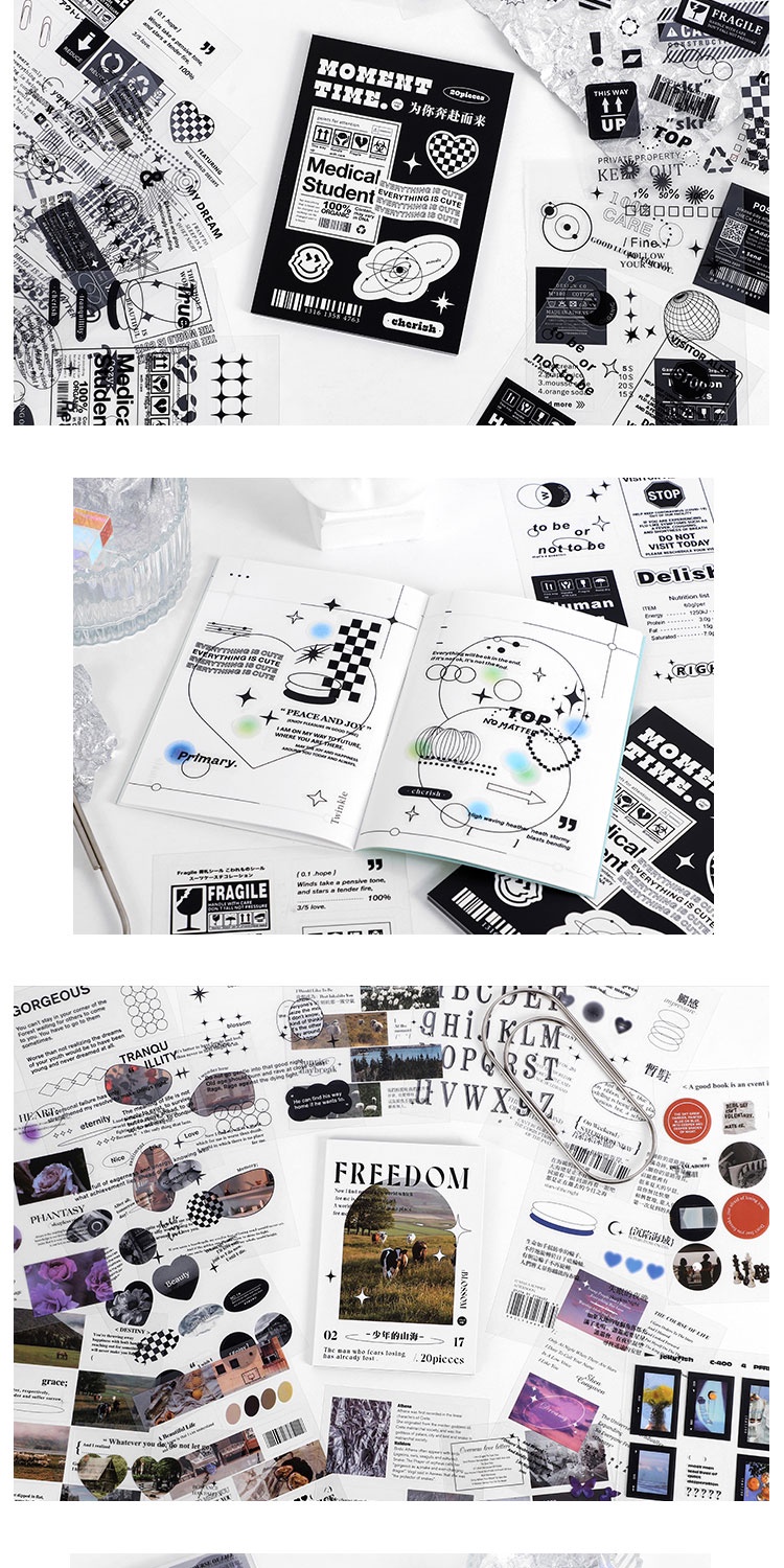 Journamm 20 Sheets PET Natural Collection Stickers Book DIY Journaling ...