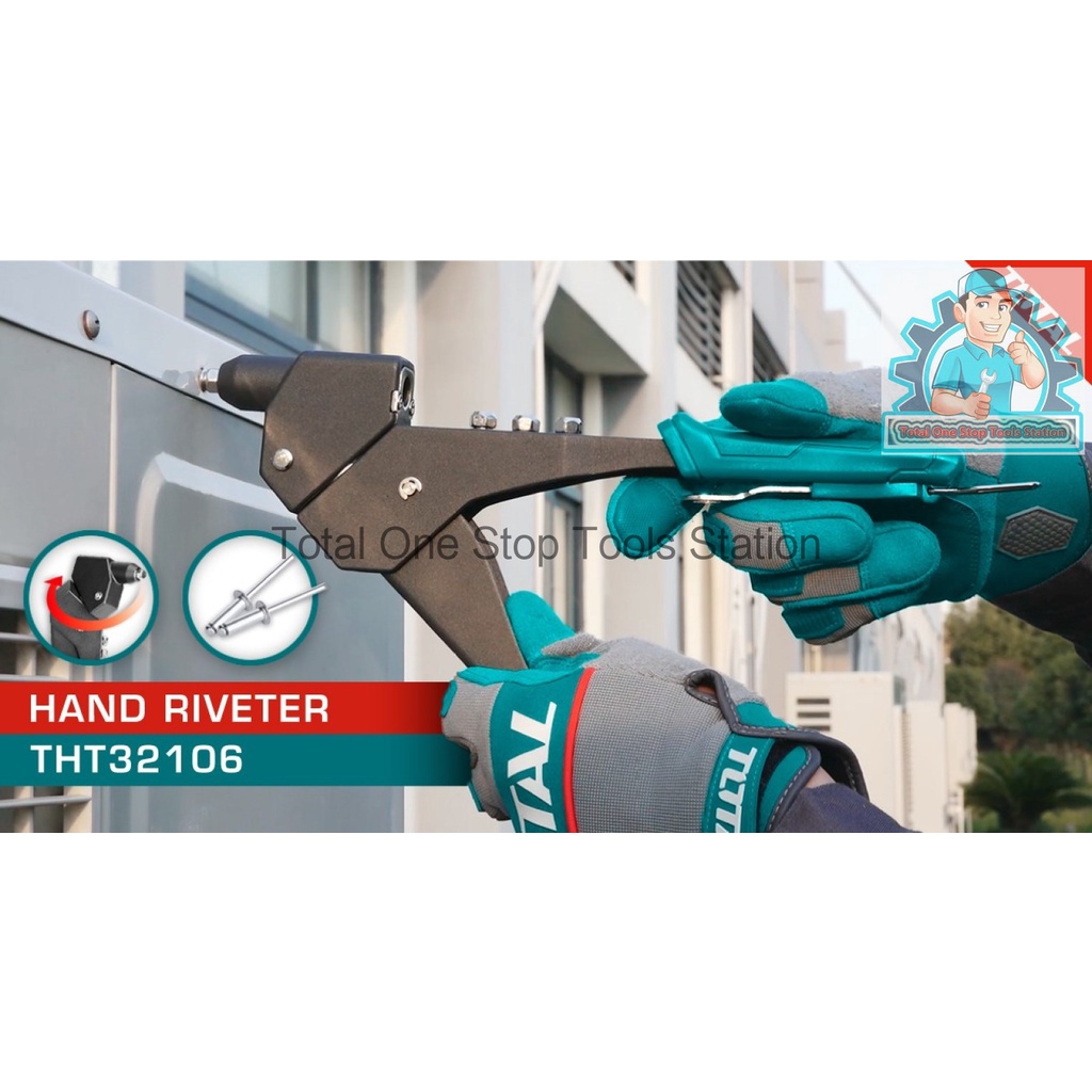TOTAL 360°Swivel head-hand Riveter Premium Industrial TOOLS THT32106 ...