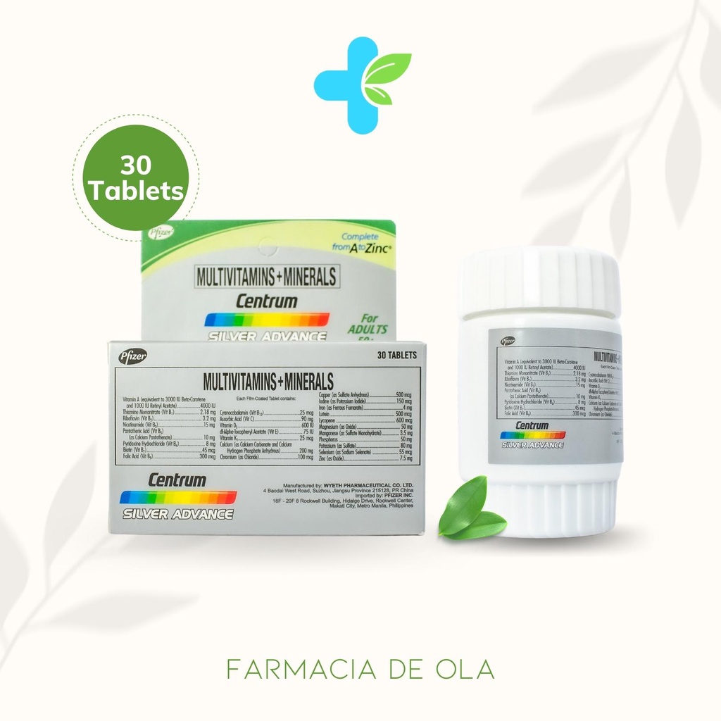Centrum Silver Advance Multivitamins + Minerals 30 Tablets Health