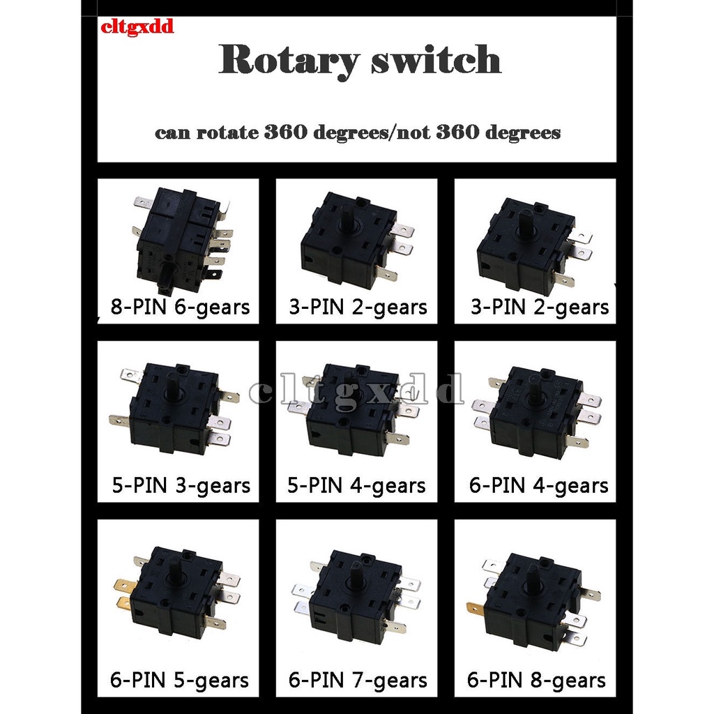 1PCS 3/5/6/8PIN 2/3/4/5/6/7/8gears Rotary Switch Can Rotate 360 Degrees ...